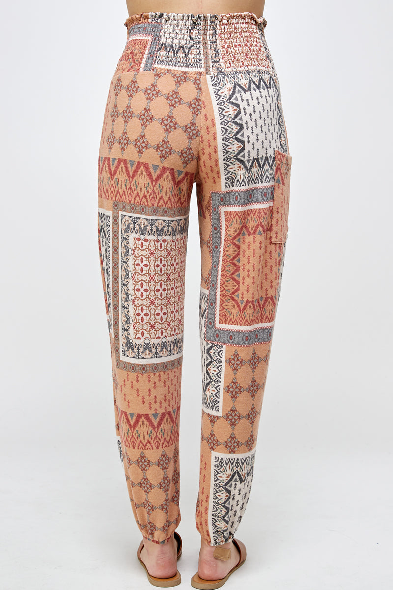 Lea Printed Patchwork Pants