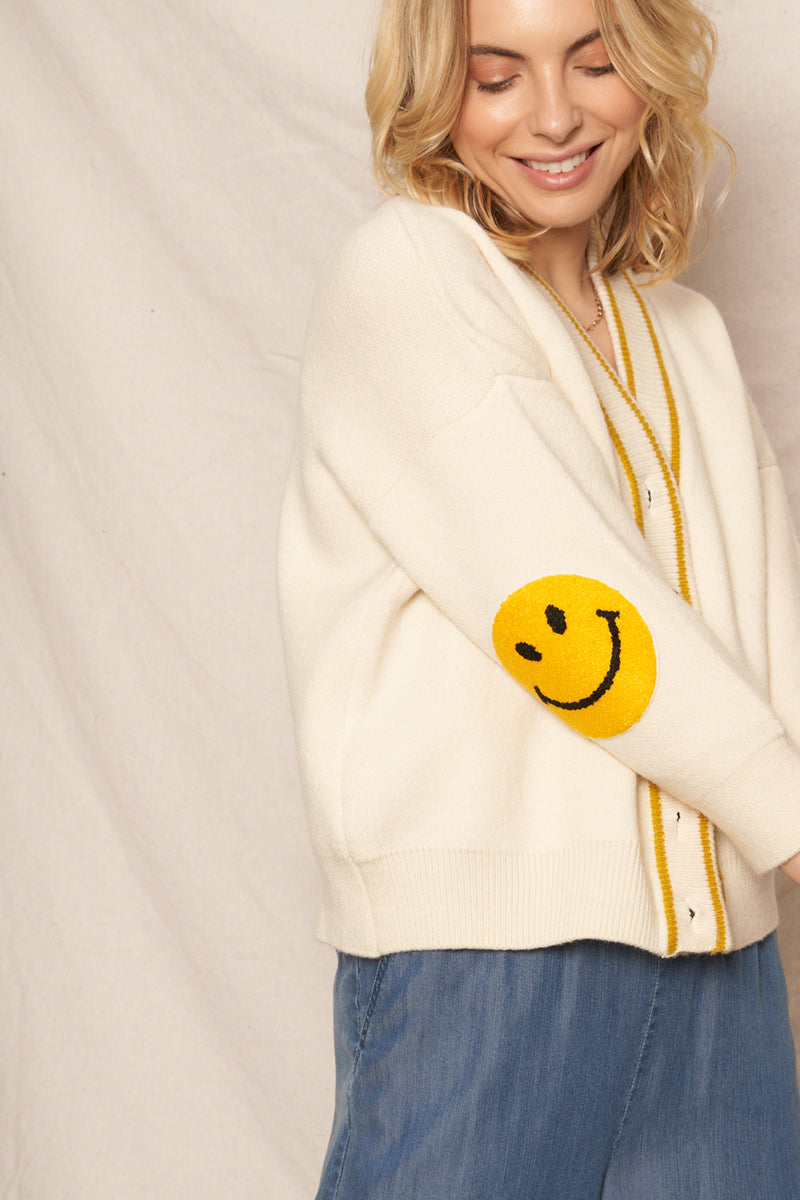 Happy Face Elbow Cardigan