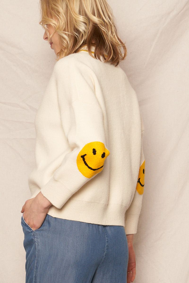 Happy Face Elbow Cardigan