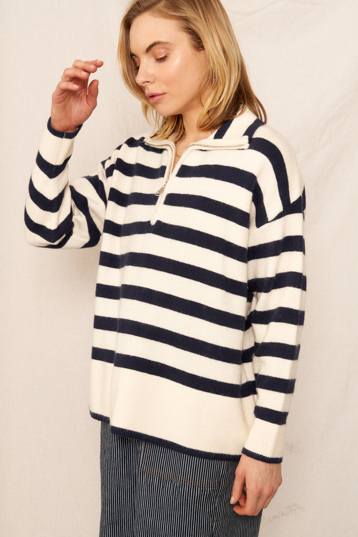 Bethany Striped Polo Sweater