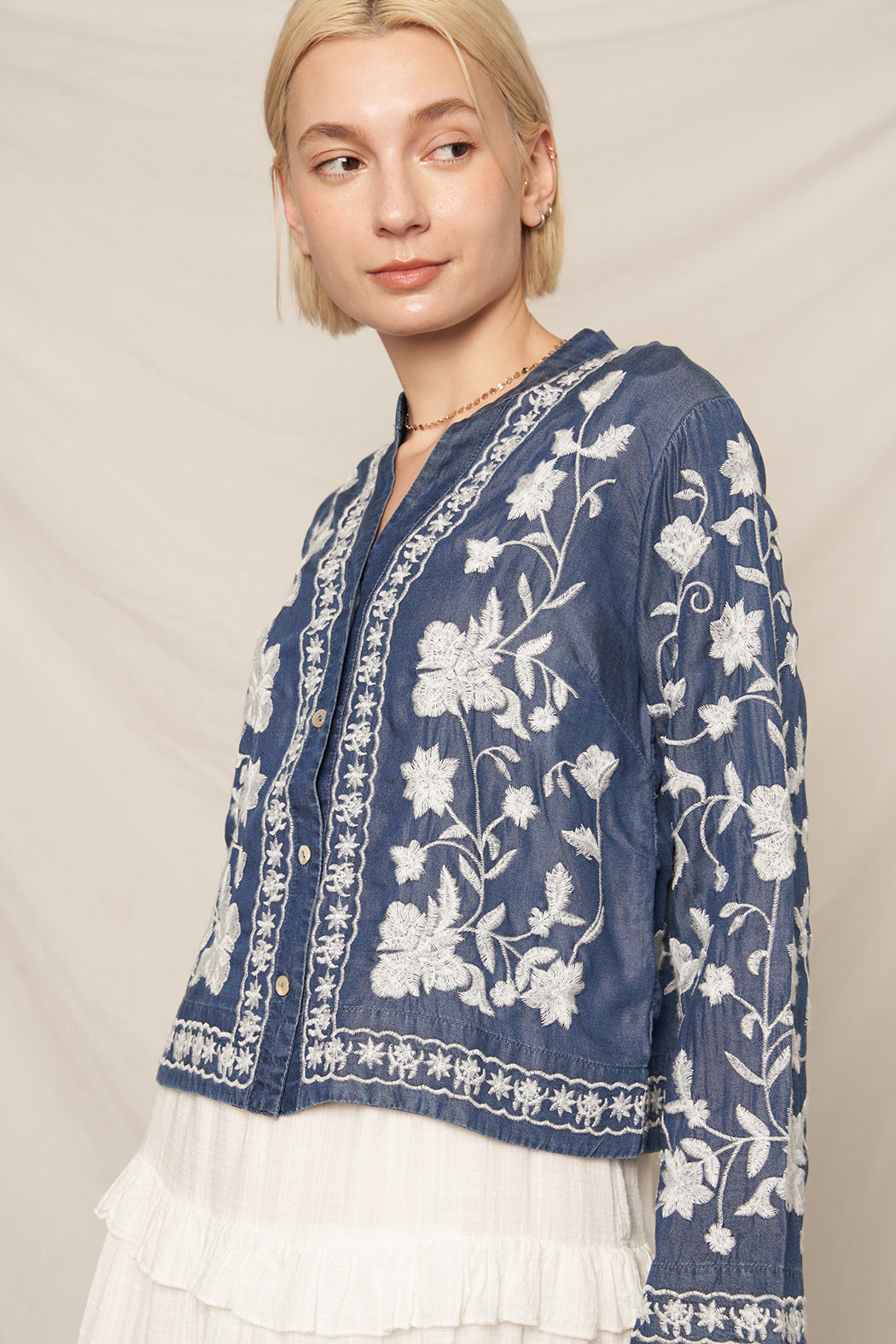 Mariposa Embroidered Button Down