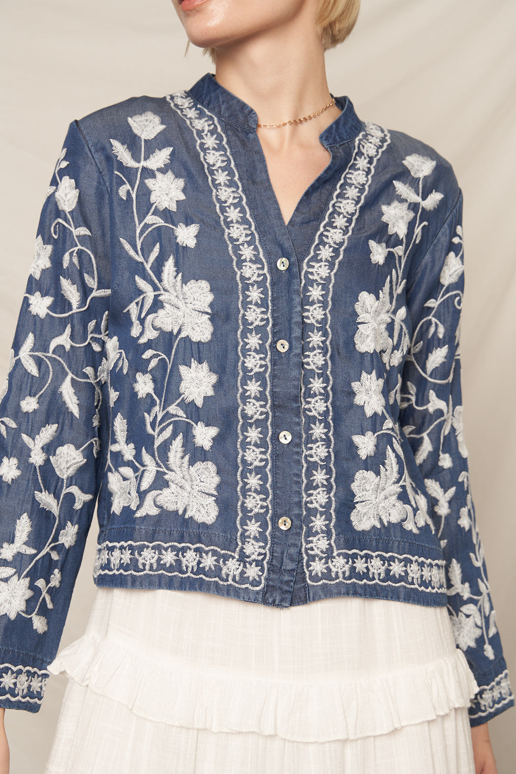 Mariposa Embroidered Button Down