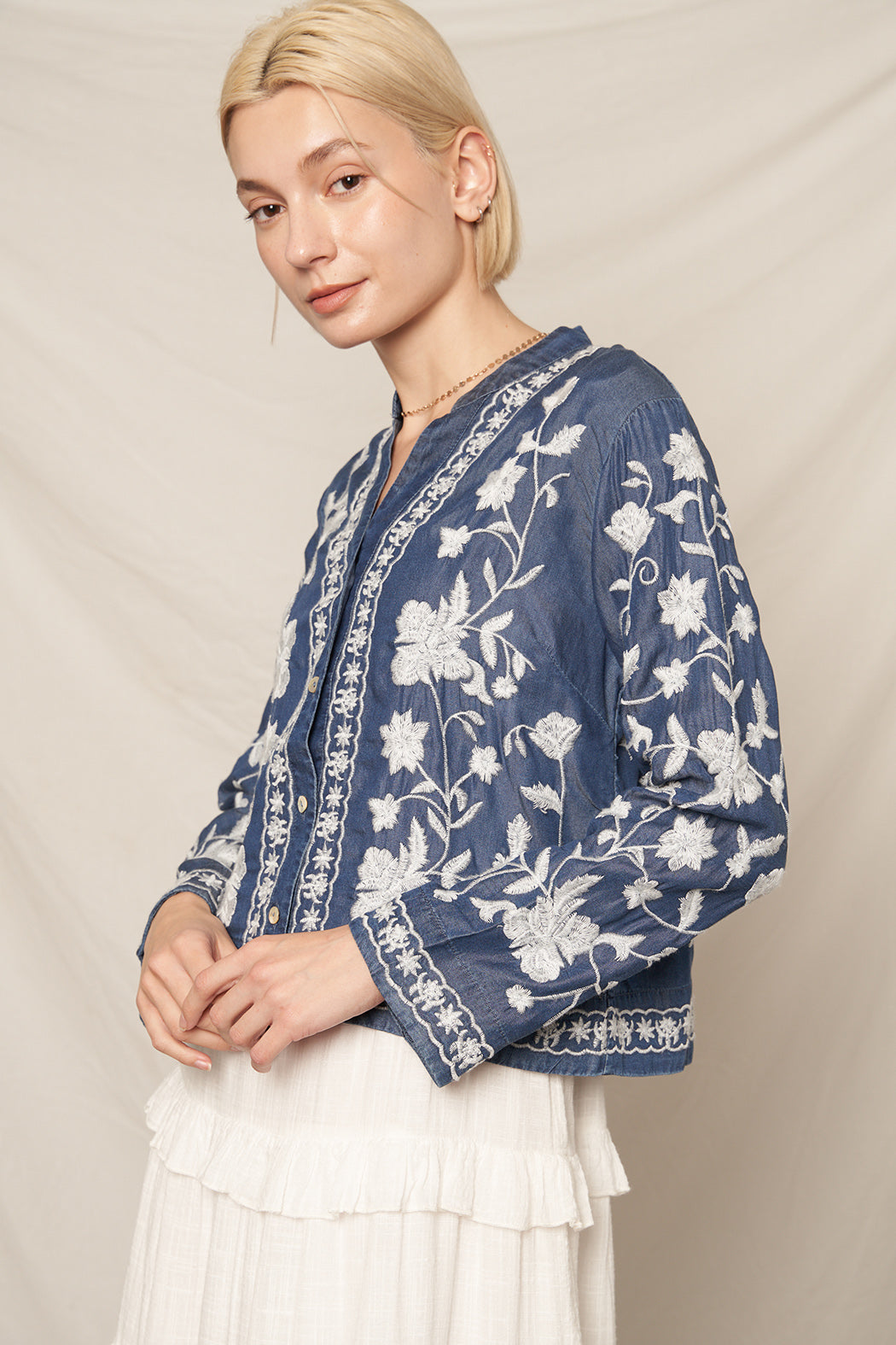 Mariposa Embroidered Button Down