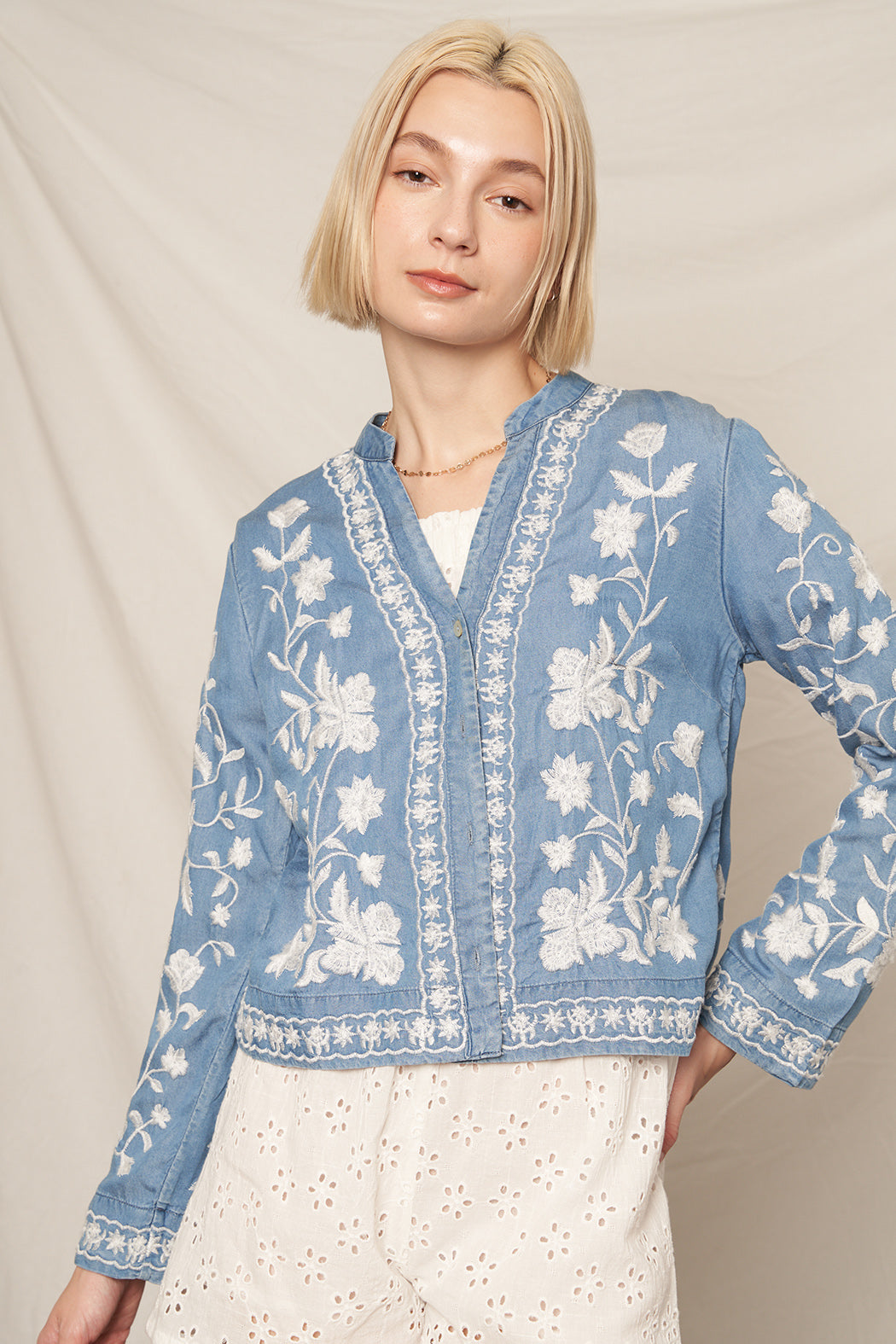 Mariposa Embroidered Button Down