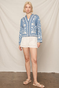 Mariposa Embroidered Button Down