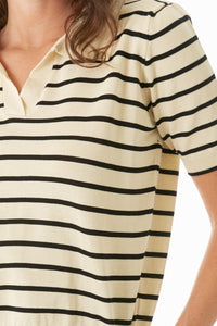 Striped Collared Knit Top