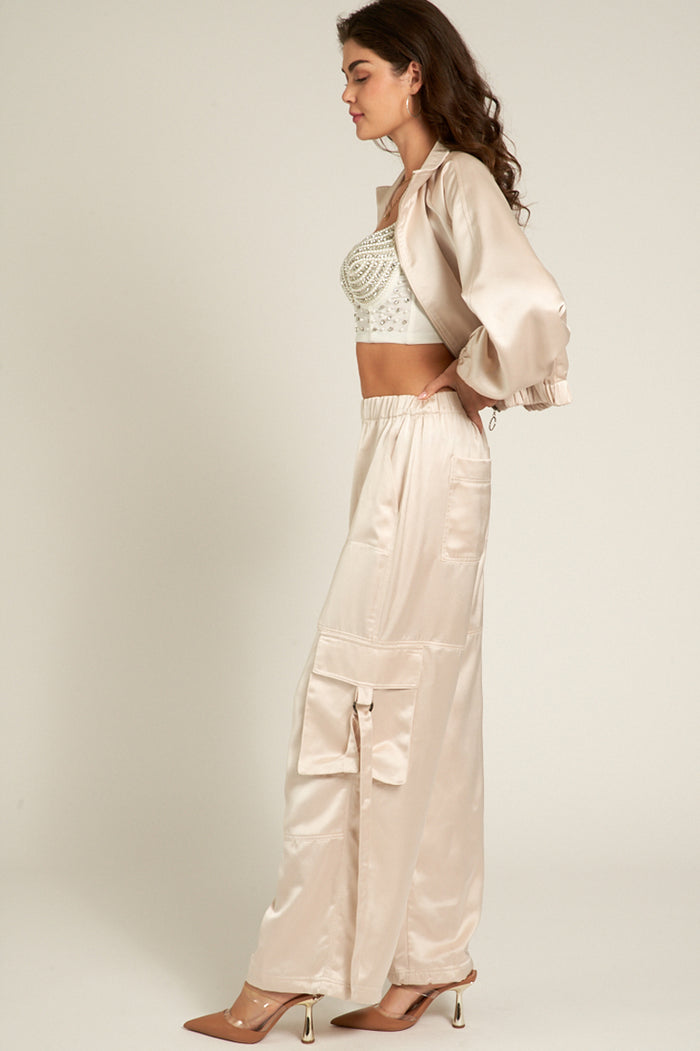 Joelle Satin Cargo Pants