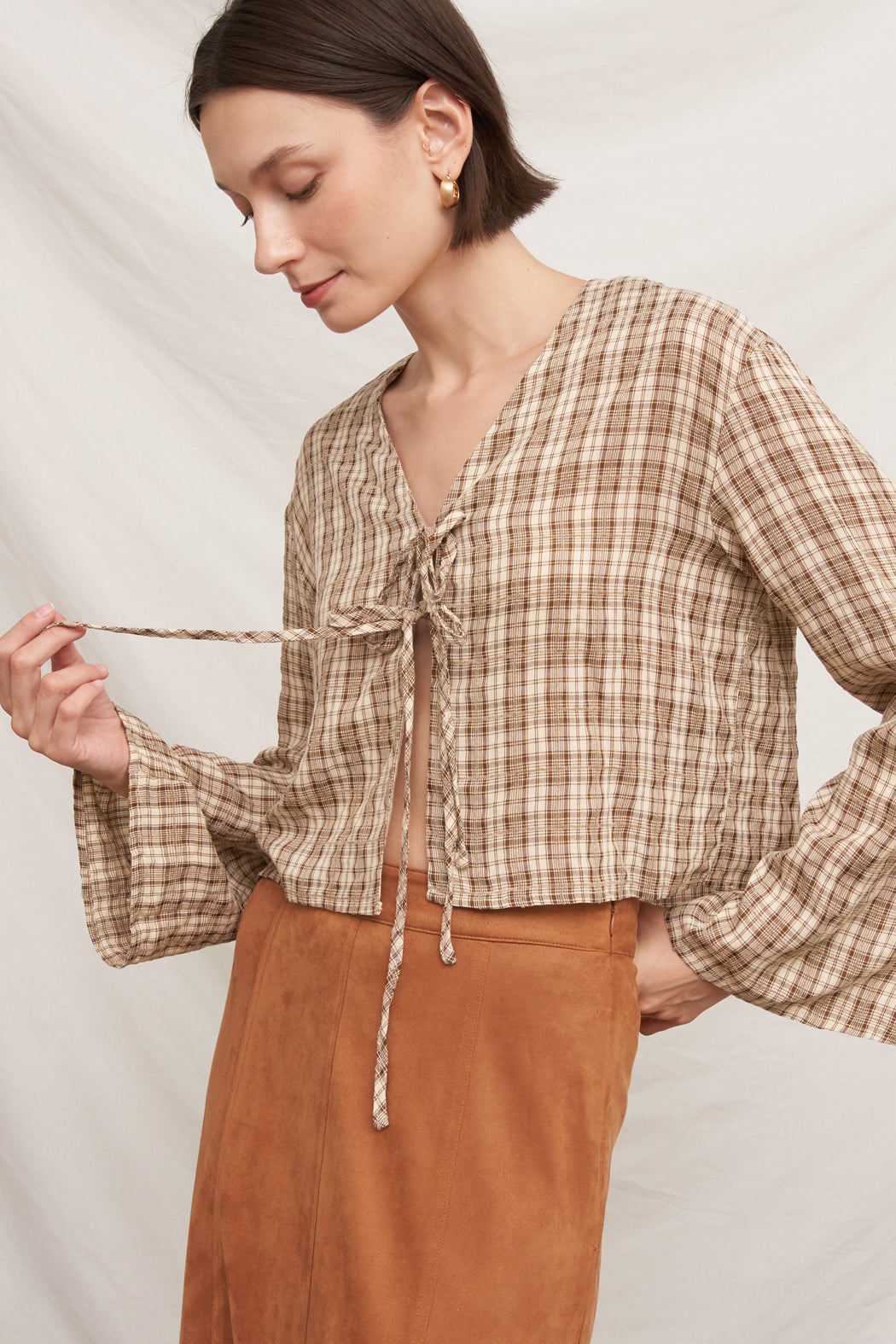 Della Tie-Front Top
