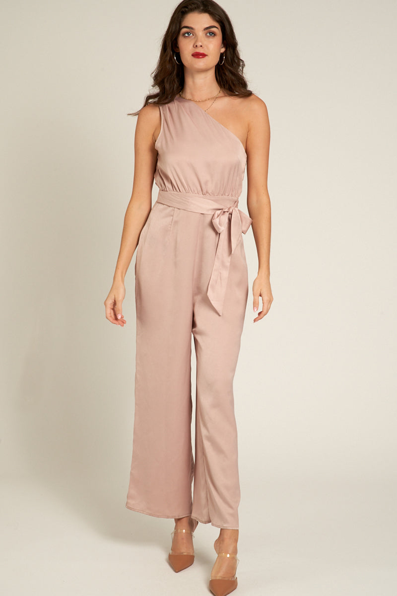 Naia Satin One Shoulder Jumpsuit