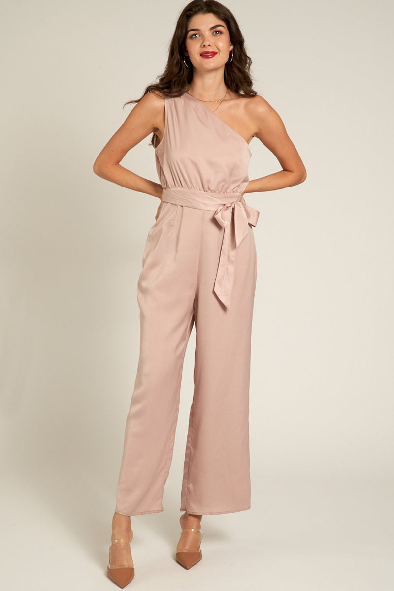 Naia Satin One Shoulder Jumpsuit