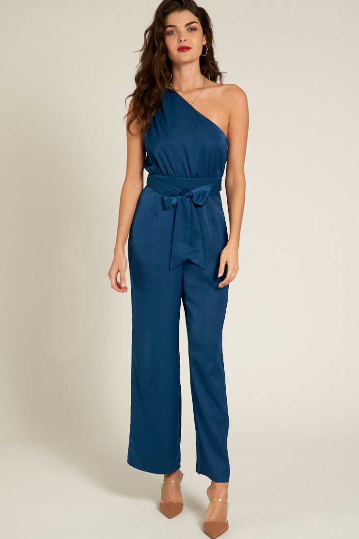 Naia Satin One Shoulder Jumpsuit