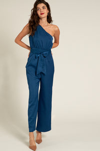 Naia Satin One Shoulder Jumpsuit