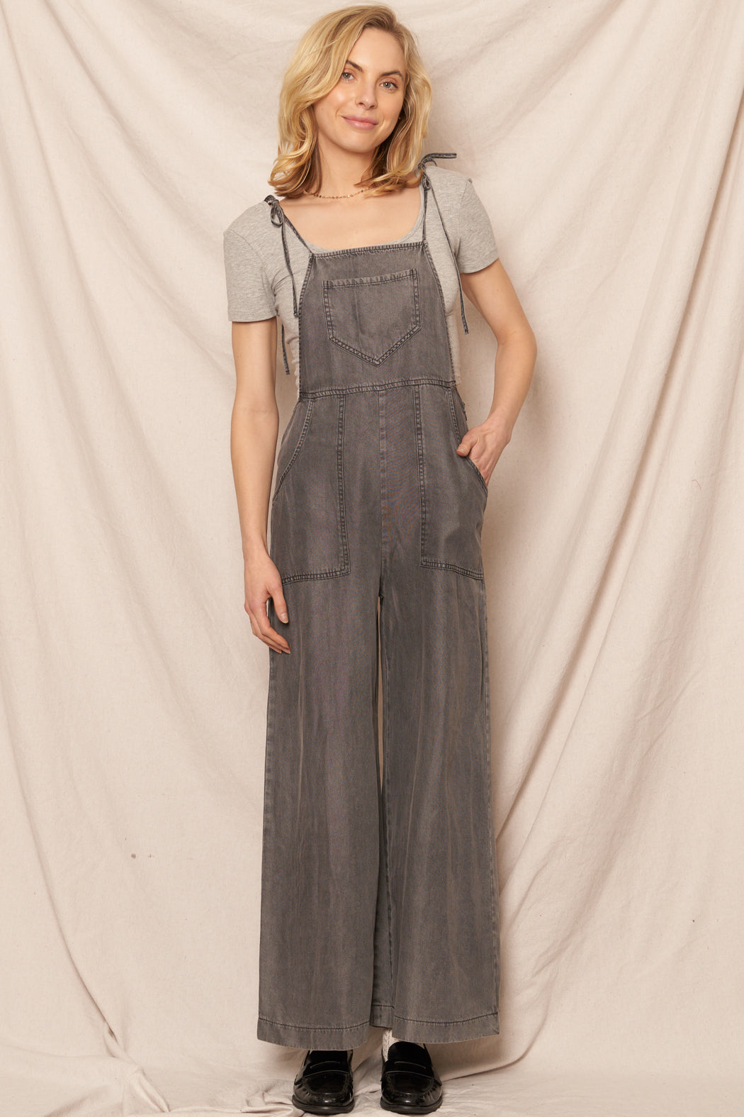 Sara Denim Wide Leg Jumpsuit