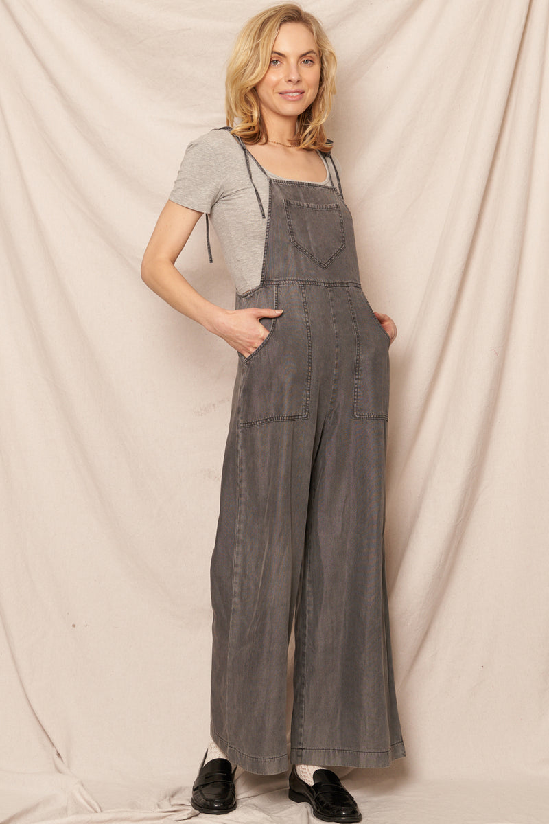 Sara Denim Wide Leg Jumpsuit