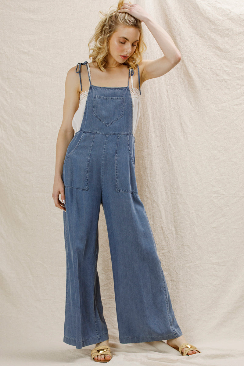 Sara Denim Wide Leg Jumpsuit