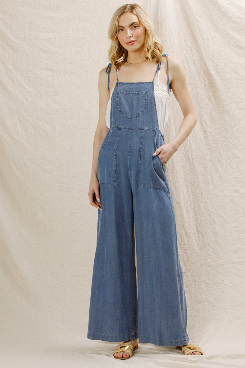 Sara Denim Wide Leg Jumpsuit