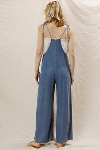 Sara Denim Wide Leg Jumpsuit