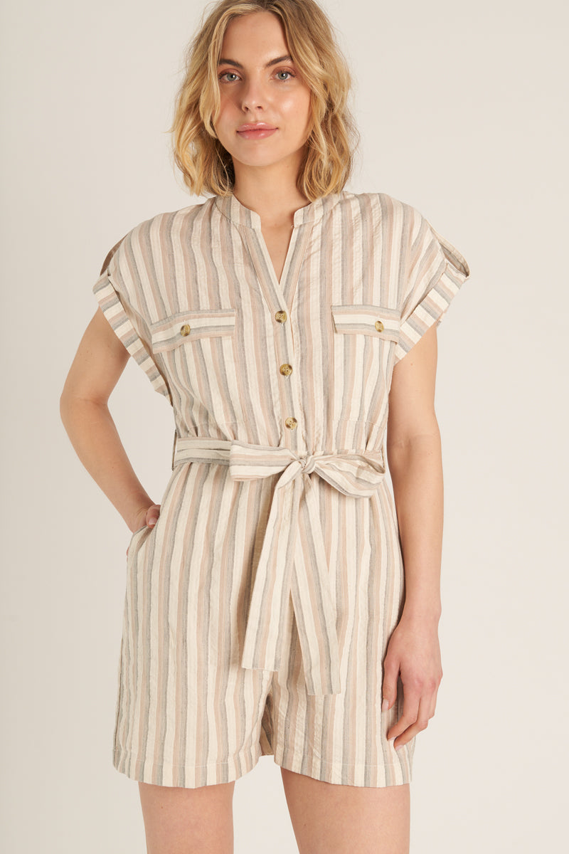 Everyday Crème Belted Romper