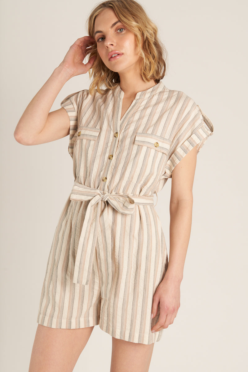 Everyday Crème Belted Romper