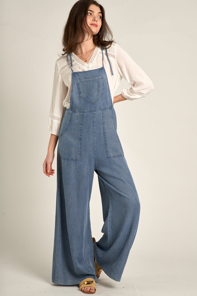 Sara Denim Wide Leg Jumpsuit