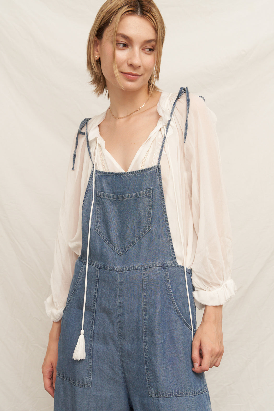 Sara Denim Wide Leg Jumpsuit