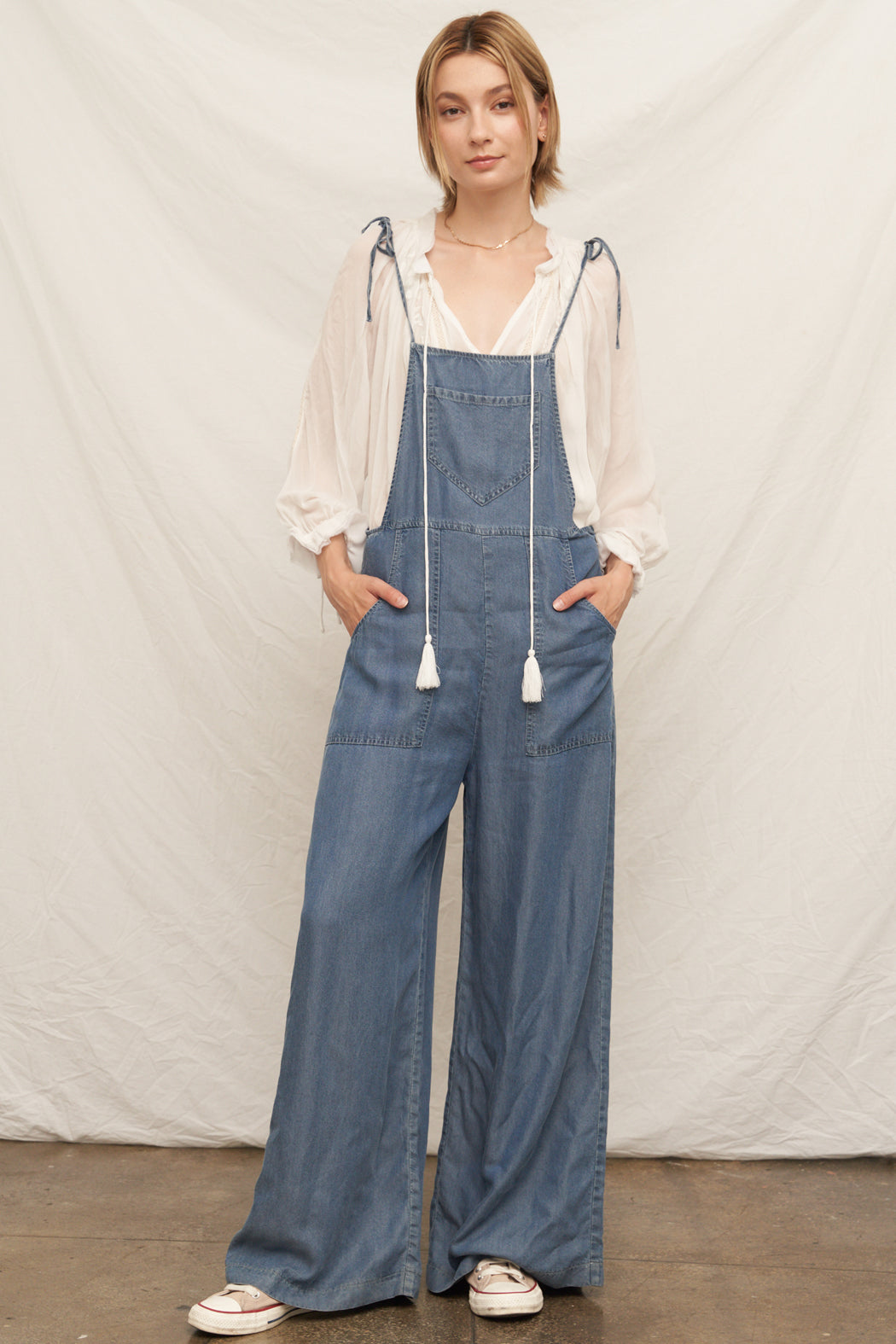 Sara Denim Wide Leg Jumpsuit