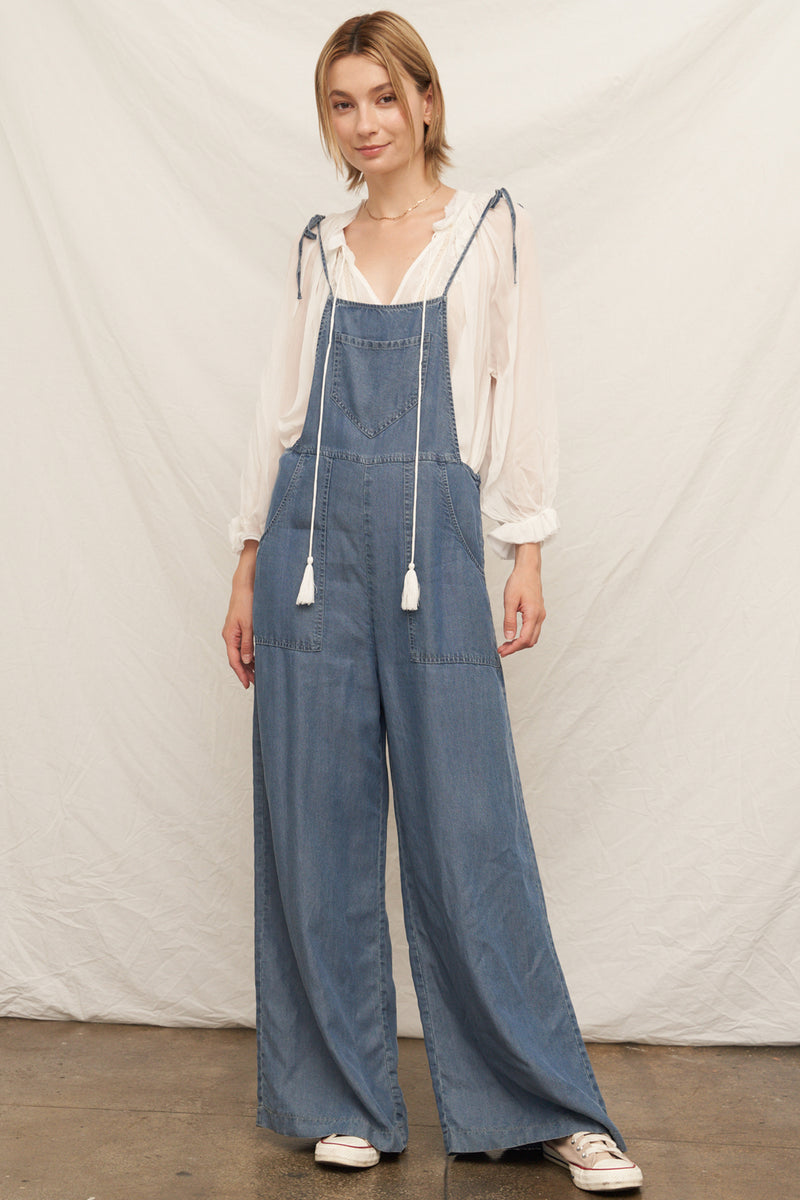 Sara Denim Wide Leg Jumpsuit