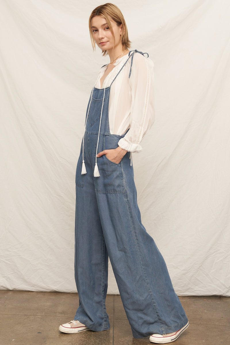 Sara Denim Wide Leg Jumpsuit