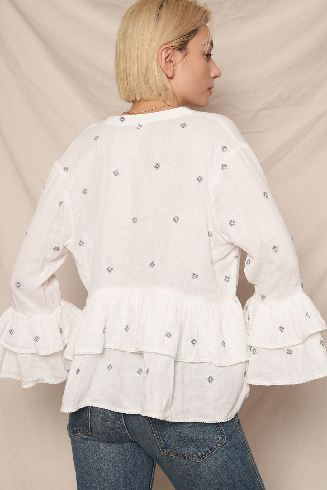 Fiona Embroidered Ruffle Top