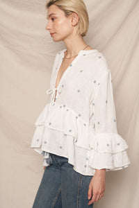 Fiona Embroidered Ruffle Top