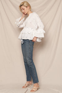 Fiona Embroidered Ruffle Top