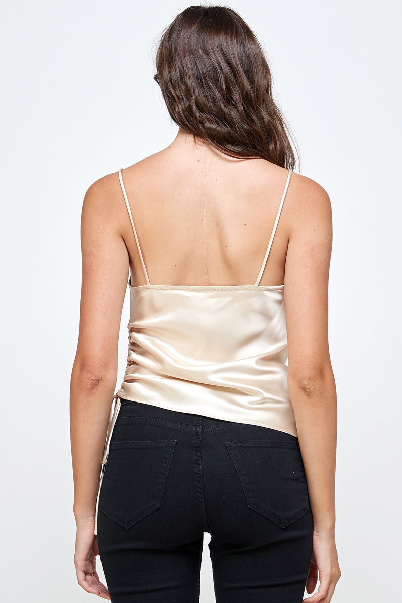 Iris Satin Drawstring Top