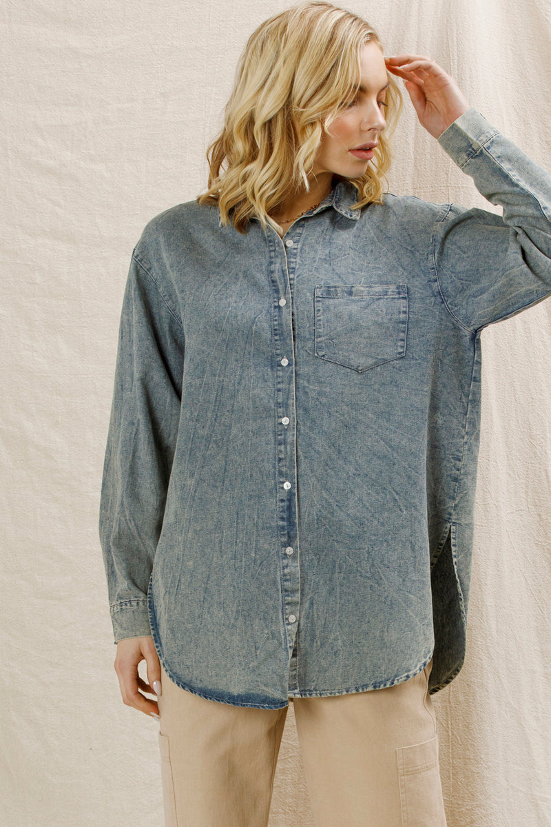 Sarah Denim Button Up