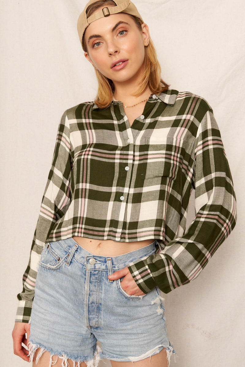 Madeleine Plaid Crop Shirt