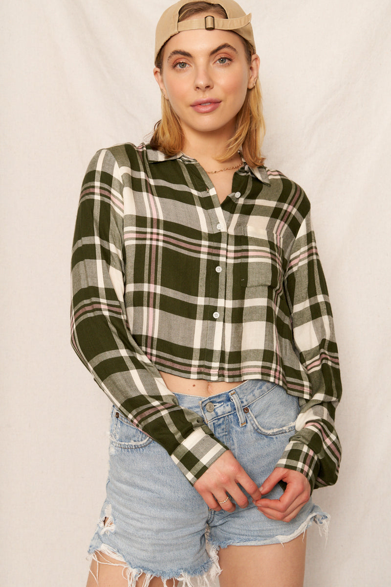 Madeleine Plaid Crop Shirt