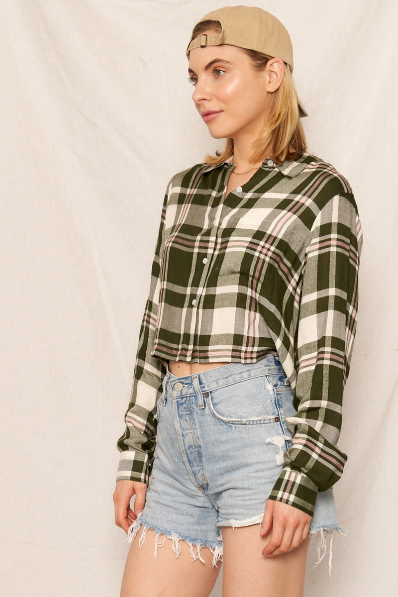 Madeleine Plaid Crop Shirt