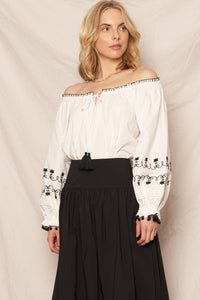 Kiki Embroidered Off Shoulder