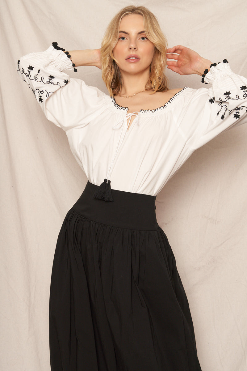 Kiki Embroidered Off Shoulder