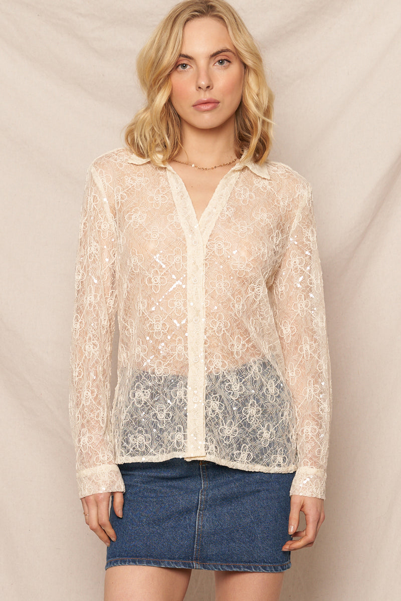 Dear You Lace Button Down