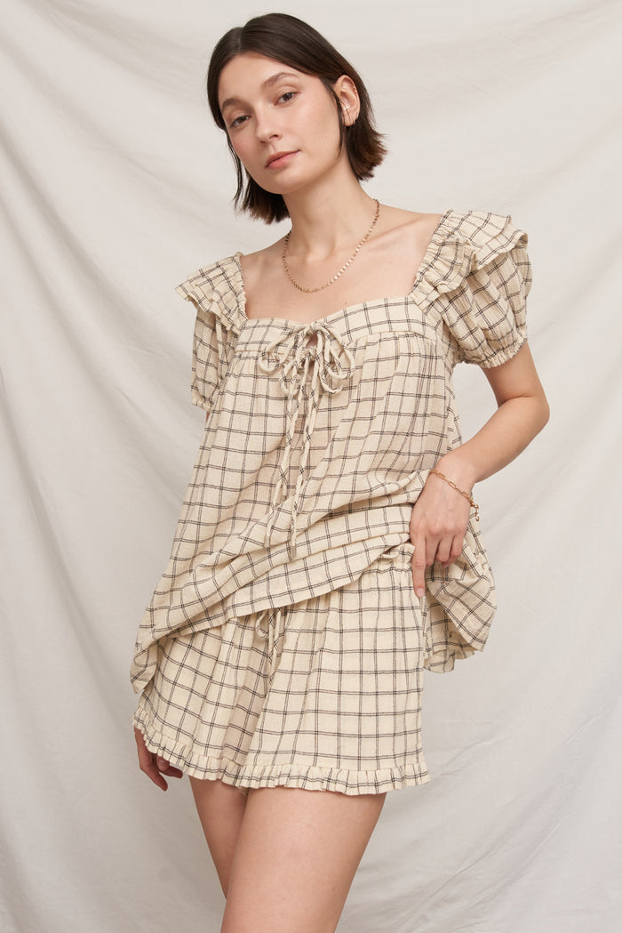 Cream Picnic Gingham Shorts
