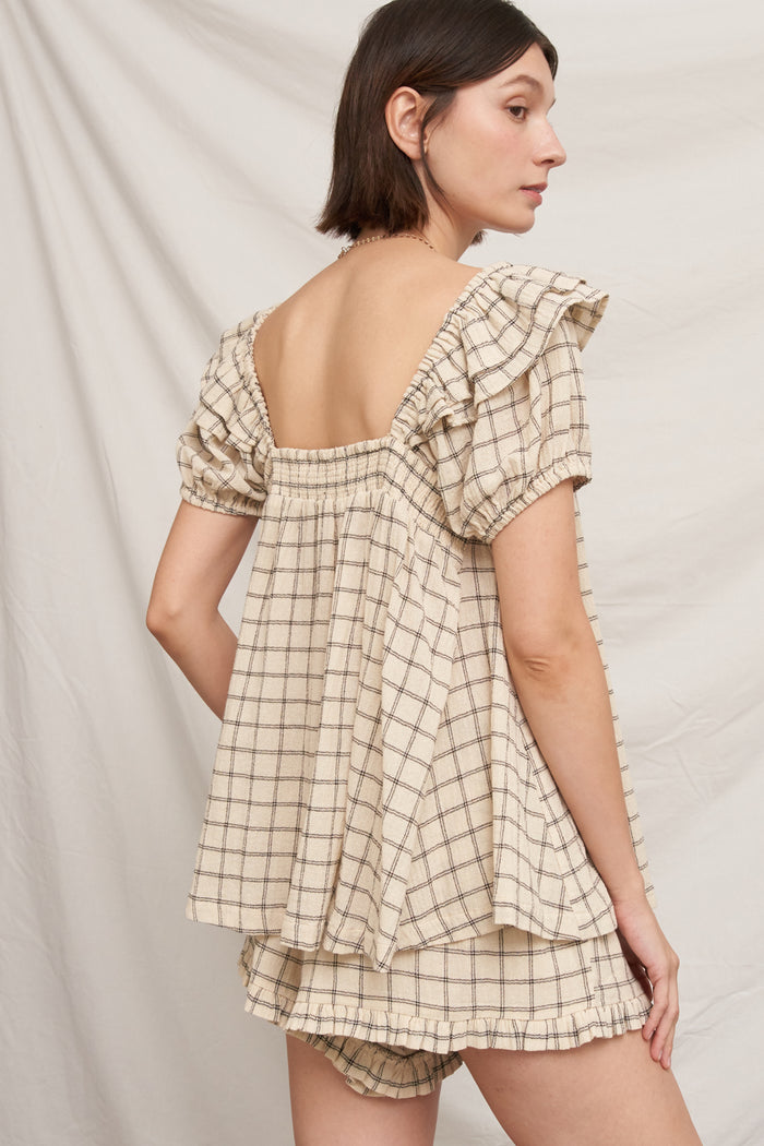Cream Picnic Babydoll Top