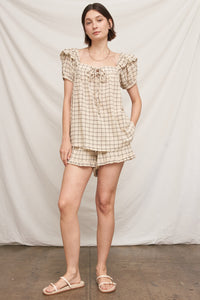 Cream Picnic Gingham Shorts