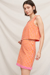 Tangerine Fringe Skirt