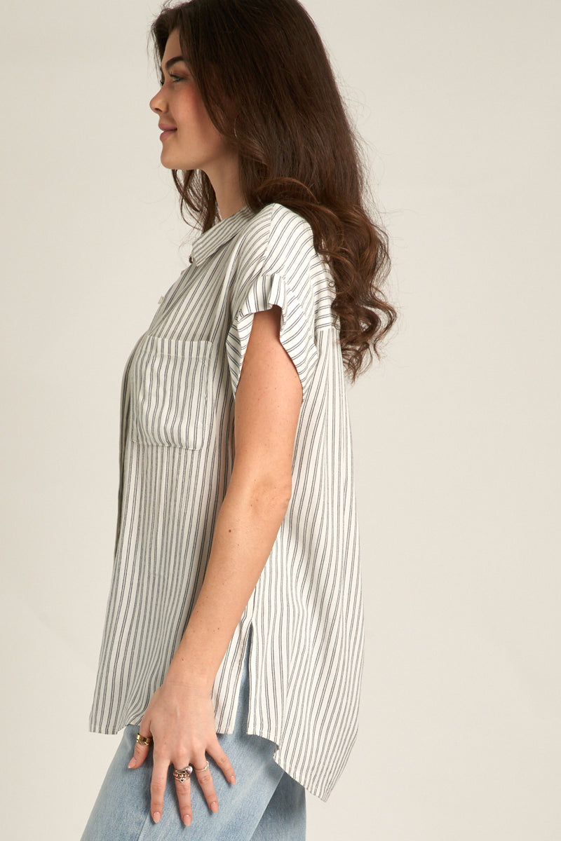 Liliana Striped Button Down Top