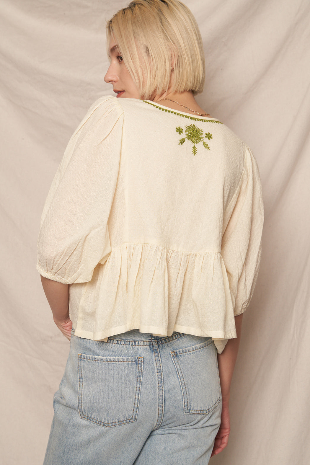 Karmen Embroidered Peplum Top