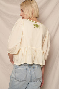 Karmen Embroidered Peplum Top