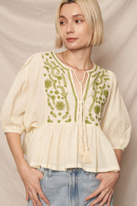 Karmen Embroidered Peplum Top