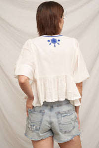 Karmen Embroidered Peplum Top