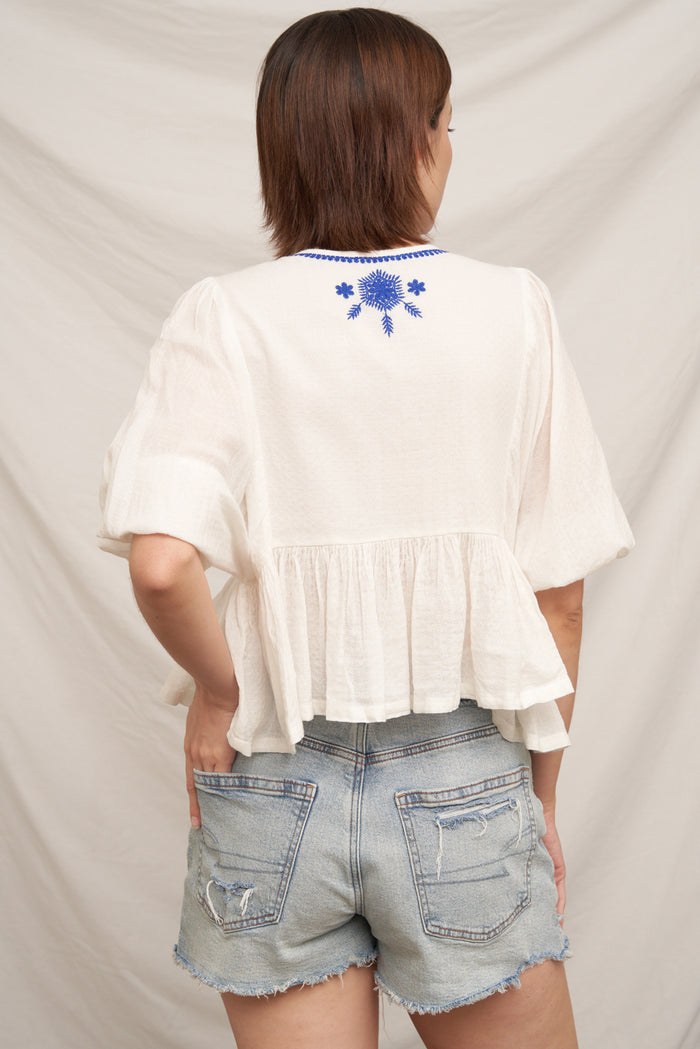 Karmen Embroidered Peplum Top