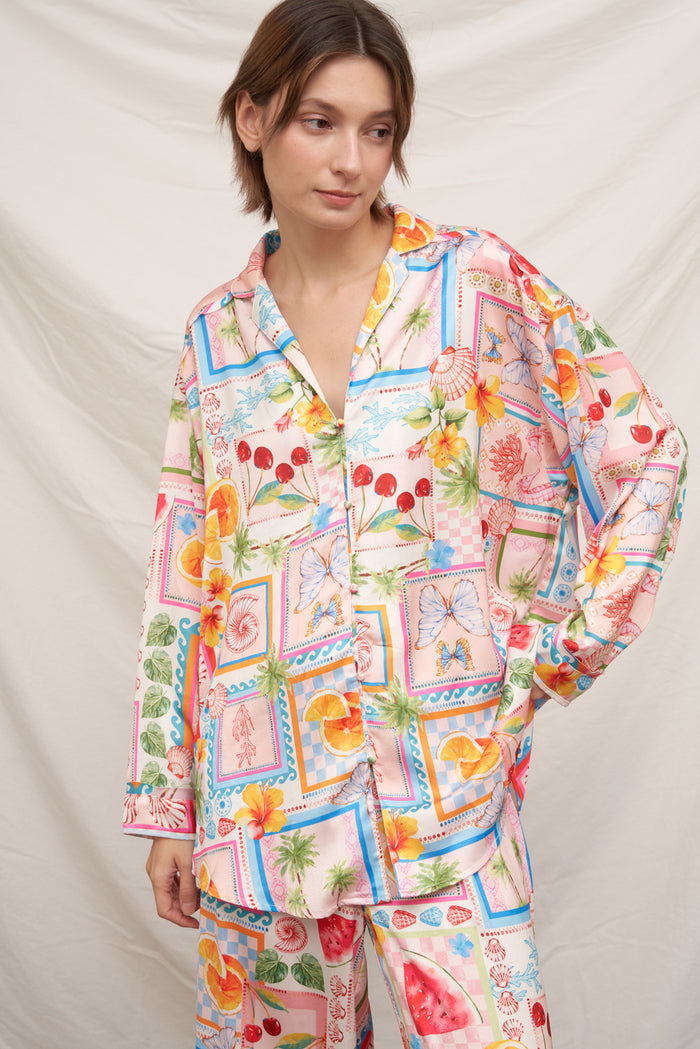 Santorini Satin Button Down
